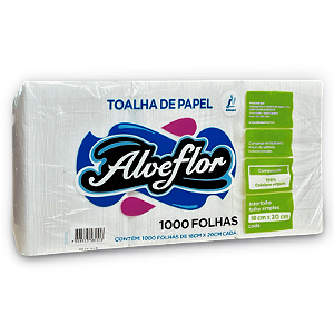 PAPEL TOALHA INTERFOLHADO 100% ALVE FLOR 20X23CM C/1000