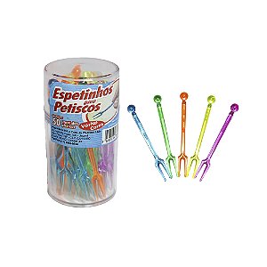 ESPETINHO PARA PETISCO COLORIDO C/100 UND