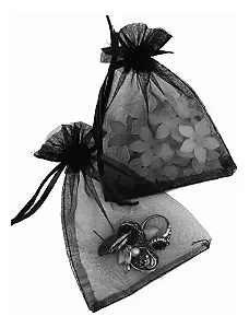 SACO ORGANZA PRETO 10X12 PACOTE C/10 UNIDADES