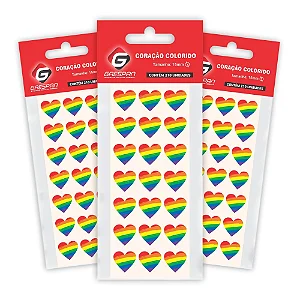 ADESIVO CORACAO 15MM COLORIDO PCT 210 UN