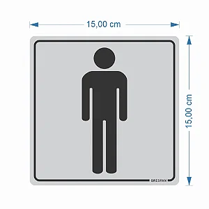 PLACA SINALIZACAO WC MASCULINO 15x15MM