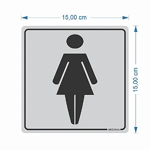 PLACA SINALIZACAO WC FEMININO 15x15MM