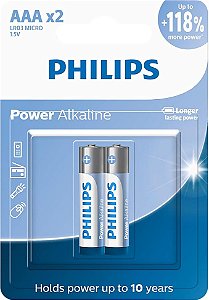 PILHA PHILIPS ALCALINA AAA 1.5V C/ 2UND