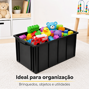 CAIXA ORGANIZADORA PLASTICA 019 PRETA 38L GRANDE 55X27X37CM