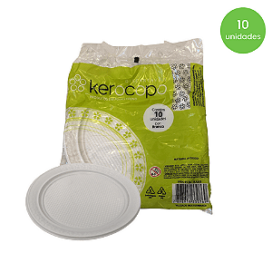PRATO 15CM RASO KEROCOPO BRANCO C/10 UND