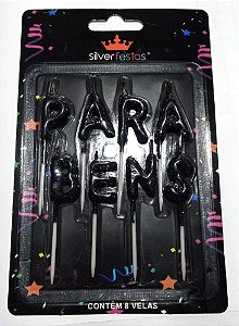 VELA PARABENS GLITTER PRETA