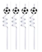 CANUDO LONGO TRANSPARENTE DIVERTIDO FUTEBOL - 26CM - 4UND