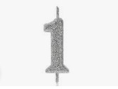 VELA GLITTER PRATA N1 COM PALITO 13,5CM