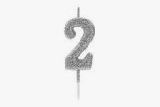 VELA GLITTER PRATA N2 COM PALITO 13,5CM