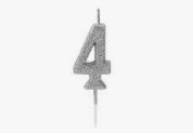 VELA GLITTER PRATA N4 COM PALITO 13,5CM