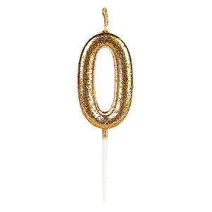 VELA GLITTER DOURADA N.0 COM PALITO 8CM