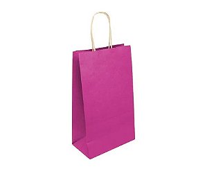 SACOLA PAPEL KRAFT PINK ALÇA NATURAL 9,5X7,5X14,5CM C/ 10 UNIDADES