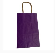 SACOLA PAPEL KRAFT ROXA ALÇA NATURAL 9,5X7,5X14,5CM C/ 10 UNIDADES