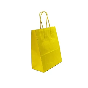 SACOLA PAPEL KRAFT AMARELO 13,5X8X16 C/10
