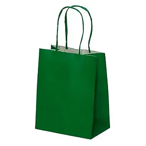 SACOLA PAPEL KRAFT VERDE BANDEIRA 13,5X8X16 C/10