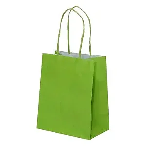 SACOLA PAPEL KRAFT VERDE LIMAO 13,5X8X16 C/10