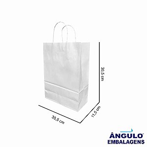 SACOLA PAPEL KRAFT BRANCA 30,5X11,5X30,5CM C/10