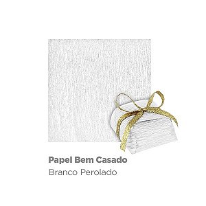 PAPEL PARA BEM CASADO PEROLADO BRANCO C/40