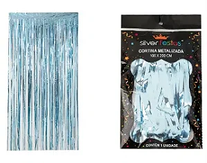 CORTINA METALIZADA AZUL BEBE 100X200 CM