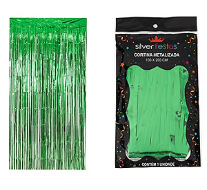 CORTINA METALIZADA VERDE 100X200 CM