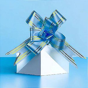 LACO PRONTO 51X32 AZUL BB C/ LISTRA DOURADA C/10