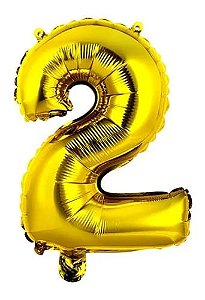 BALAO METALIZADO DOURADO 40CM N.2