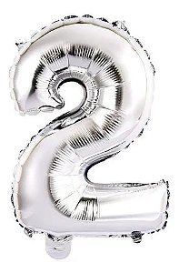 BALAO METALIZADO PRATA 40CM N.2