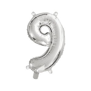 BALAO METALIZADO PRATA 40CM N.9