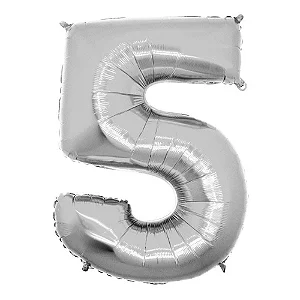 BALAO METALIZADO PRATA 40CM N.5