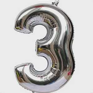 BALAO METALIZADO PRATA 40CM N.3