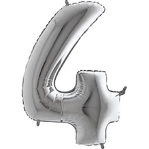 BALAO METALIZADO PRATA 40CM N.4