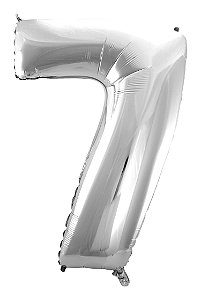 BALAO METALIZADO PRATA 40CM N.7