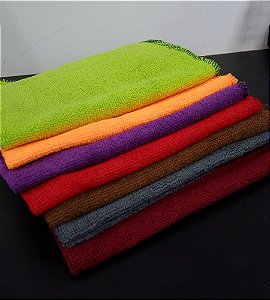 TOALHA MICROFIBRA 40X40 VERMELHA/CINZA/MARROM/ROXA/LARANJA E VERDE NEON