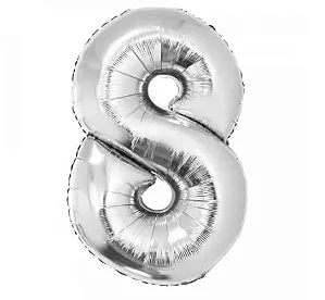 BALAO METALIZADO PRATA 40CM N.8