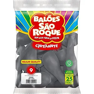 BALAO 9 CINTILANTE PRATA C/25 UNIDADES