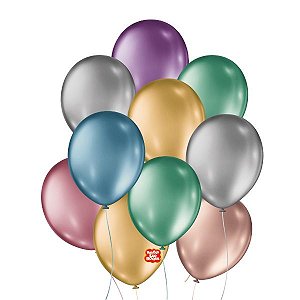 BALAO 9 METALLIC BALLOON C/25 UNIDADES