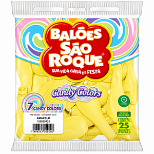 BALAO CANDY COLORS N°7 AMARELO C/25 UNIDADES