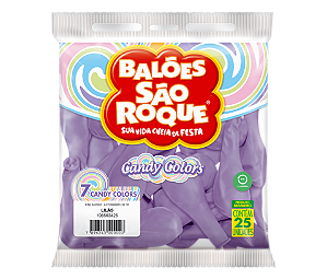 BALAO 7 CANDY COLORS LILAS C/25 UNIDADES