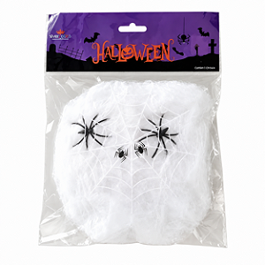 ENFEITE TEIA DE ARANHAS HALLOWEEN COR BRANCA