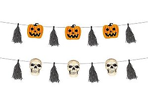 ENFEITE CORDAO HALLOWEEN P/DECORACAO CAVEIRA E ABOBORA