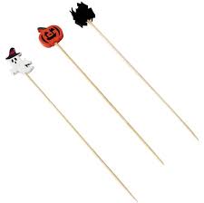 PALITO EM BAMBU P/PETISCOS HALLOWEEN ABOBORA,ARANHA E FANTASMA