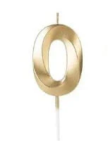 VELA MINI DESIGN DOURADA NUMERO 0