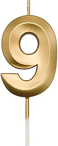VELA MINI DESIGN DOURADA NUMERO 9