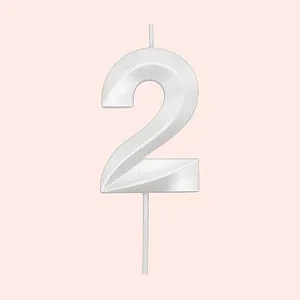 VELA MINI DESIGN BRANCA PEROLIZADA NUMERO 2