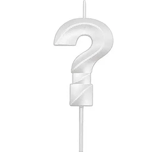 VELA MINI DESIGN BRANCA PEROLIZADA INTERROGACAO