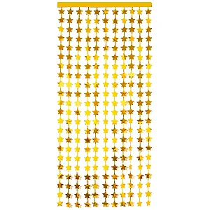 CORTINA METALIZADA ESTRELA DOURADA 100X200CM