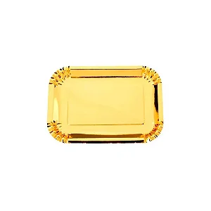 PRATO PAPEL RETANGULAR DOURADO C/5 UND 19x27
