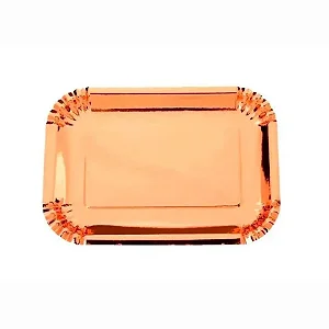 PRATO PAPEL RETANGULAR ROSE C/5 UND - 19x27