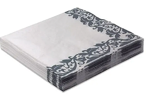 GUARDANAPO ESTAMPADO PRATA 32X32CM C/20UND FOLHA DUPLA