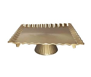 BOLEIRA QUADRADA DOURADA 24X24X8CM UNIDADE